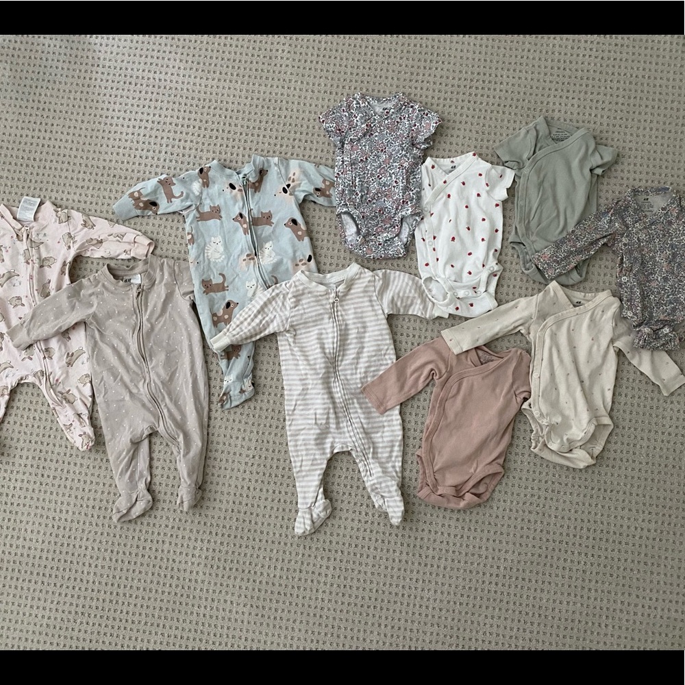 H&M Lot Onesies and Zipper Pajamas
